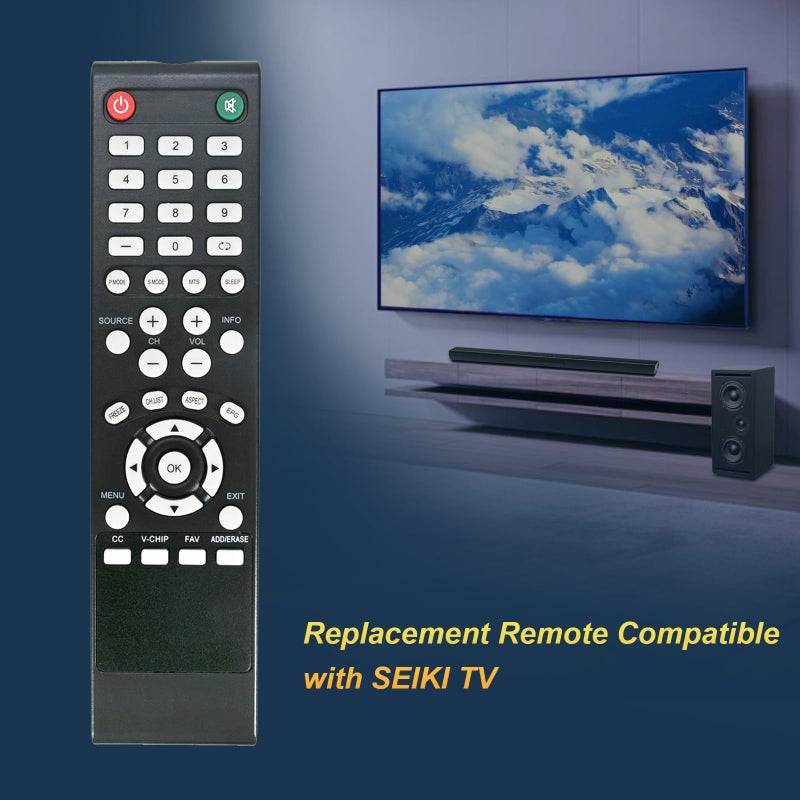 AULCMEET New Replace Remote Control Compatible with Seiki TV LC-24G82 Sc151fs LC-32G82 Sc552gs SE-222FS SC262FS SC391TS SE241TS SE391TS Se22hy01 SE501TS SE551GS SE60GY05 SC151FS SC32HT04 SC371TS SC461TS - Image 2
